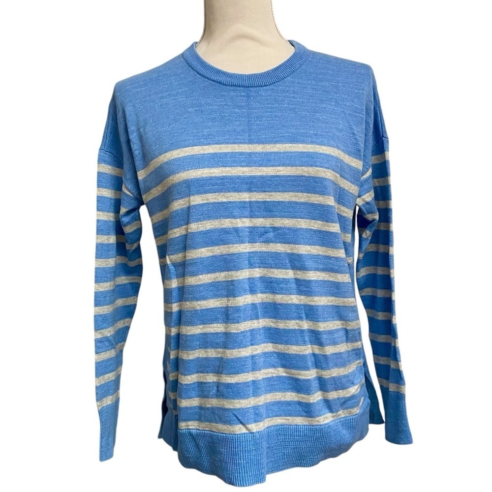 Vineyard Vines Striped Blue Grey Cotton Knit Sweater XS Nautical Preppy
